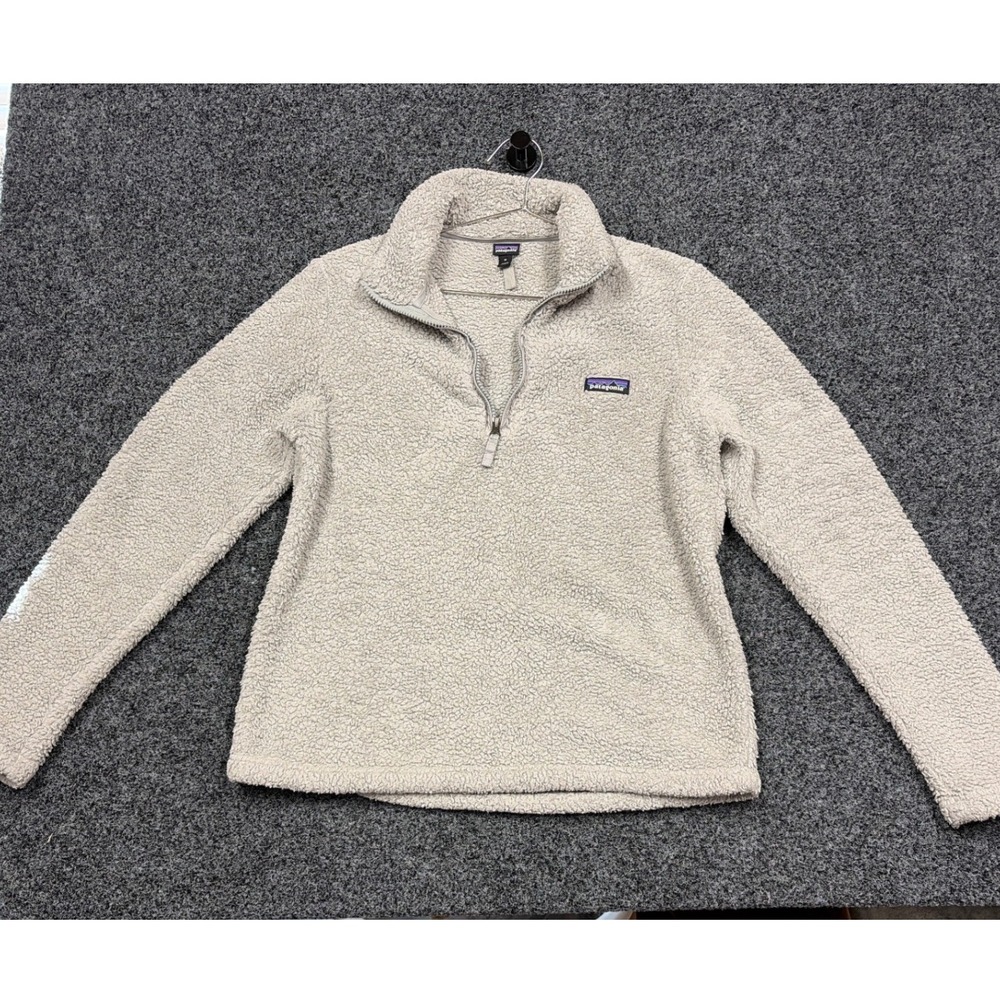 Patagonia Fleece Pullover Womens M Beige Los Gatos 1/4 Zip Sherpa Jacket Cozy